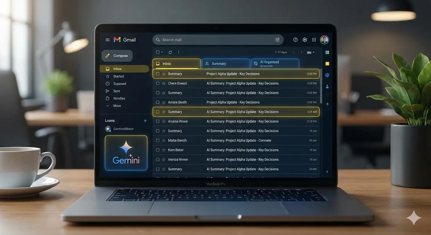 제미나이 AI가 통합된 구글 Gmail의 미래형 인터페이스 이미지
