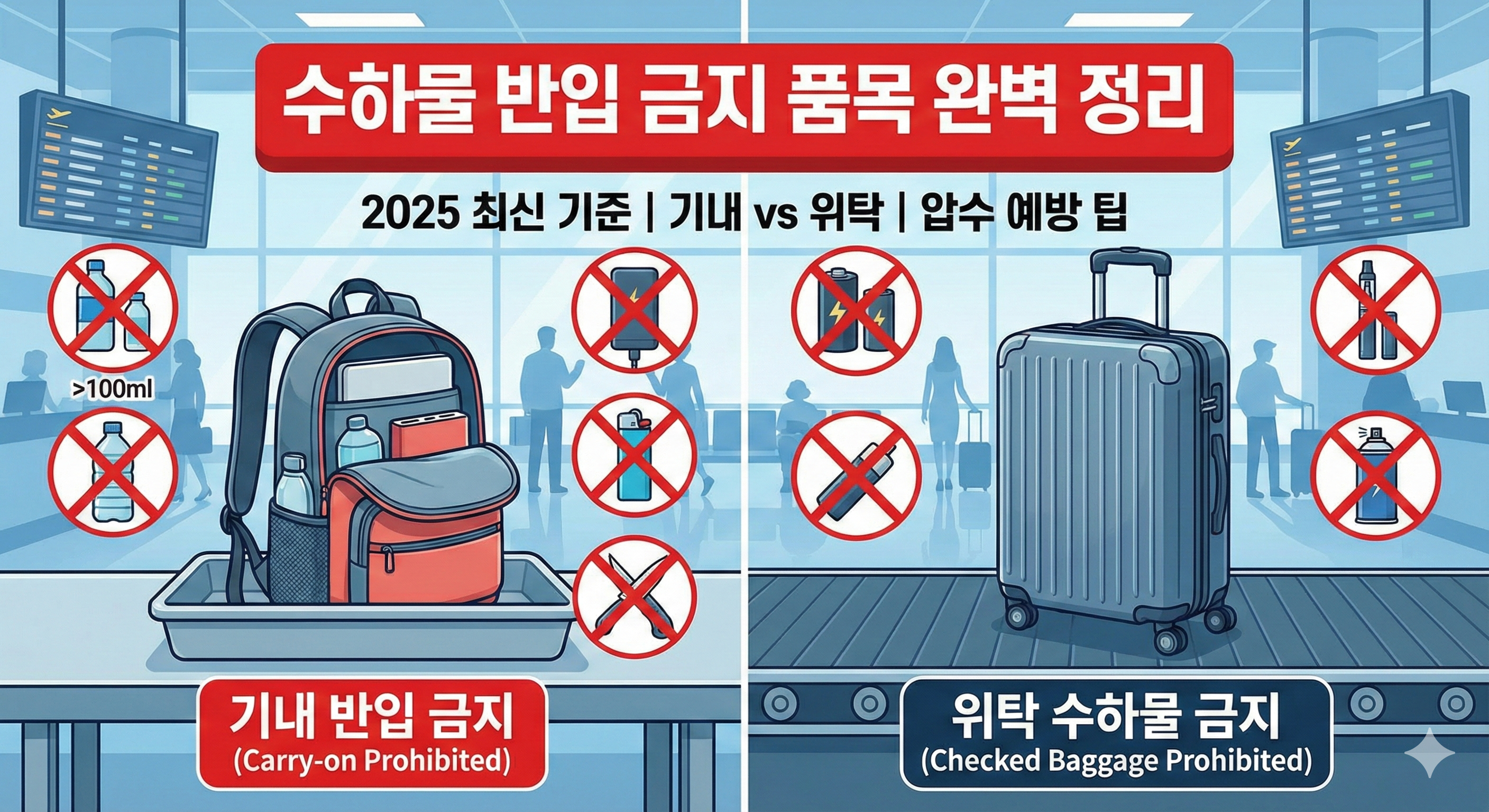 수하물 반입 금지 품목: 2025 해외여행 출국 전 필수 체크리스트 (위탁 및 기내)