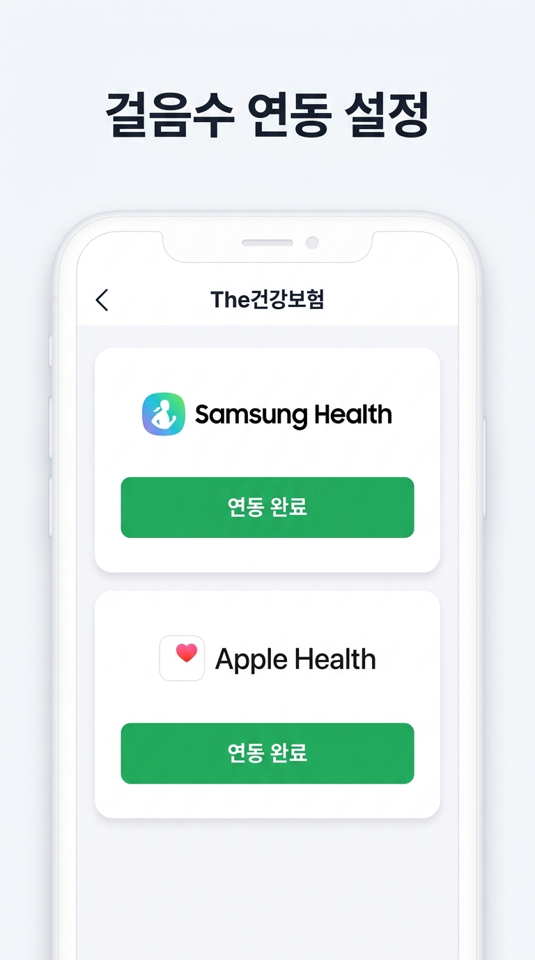 The건강보험 앱 건강생활실천지원금 걸음 수 연동 설정 화면 캡처