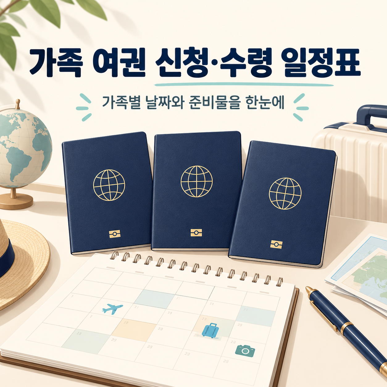 가족 여권 신청·수령 일정표 - 가족별 준비물과 확인 날짜 TXT 저장