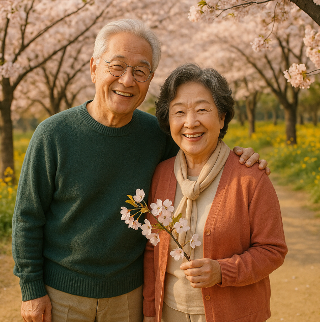 은퇴부부 봄 꽃놀이 사진