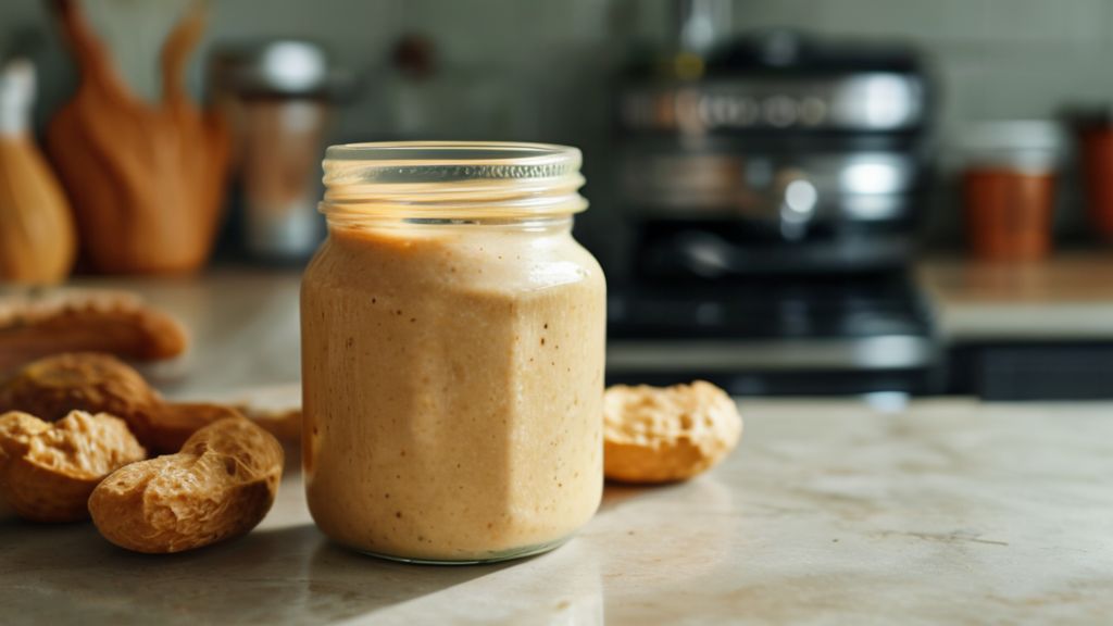 주방 싱크대 위에 놓여 있는 땅콩버터