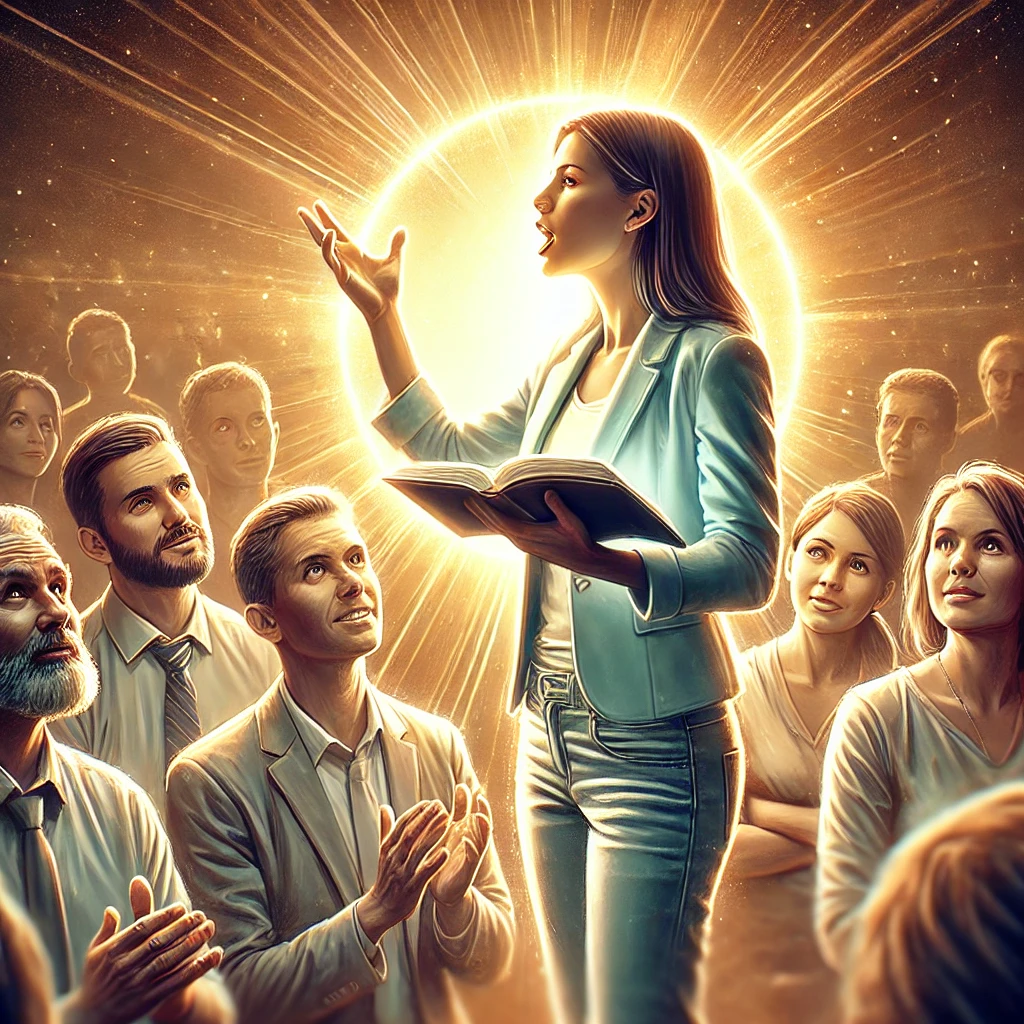 요한일서 5:13 말씀을 따라, 영원한 생명을 선포하며 하나님의 뜻을 전하는 모습이 담긴 이미지가 있습니다. 이 장면은 세상의 바쁜 일들에 집중하는 것이 아니라, 영원한 생명을 얻었음을 확신하며 하나님을 삶의 최우선으로 두고 복음을 전하는 것이 가장 중요한 사명임을 나타냅니다. 🙌✨📖