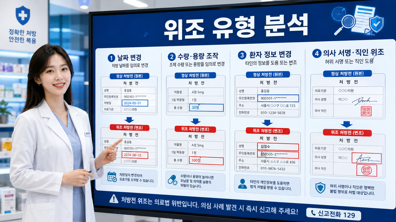 처방전 위조&middot;변조의 주요 유형