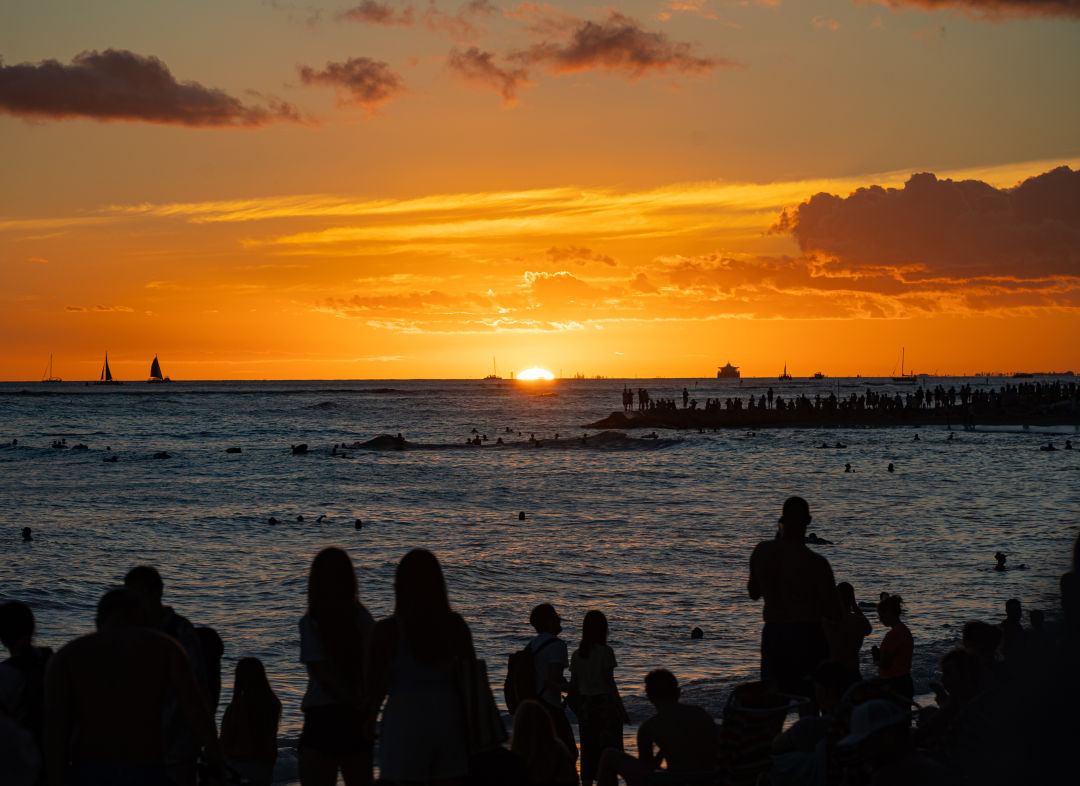 와이키키 해변 일몰