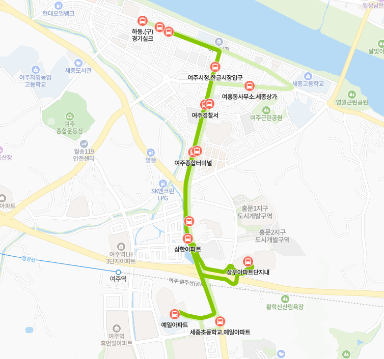 여주-916-1번-버스-노선-지도