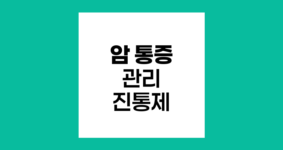 암 통증 관리, 진통제 종류와 선택 기준