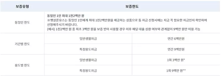 햇살론 유스 보증한도