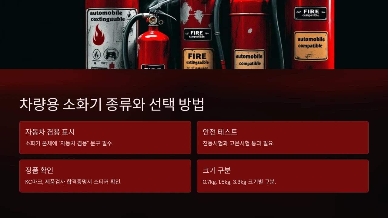 차량용 소화기 의무화, 차량용 소화기종류, 설치기준, 의무설치대상, 적용대상차종