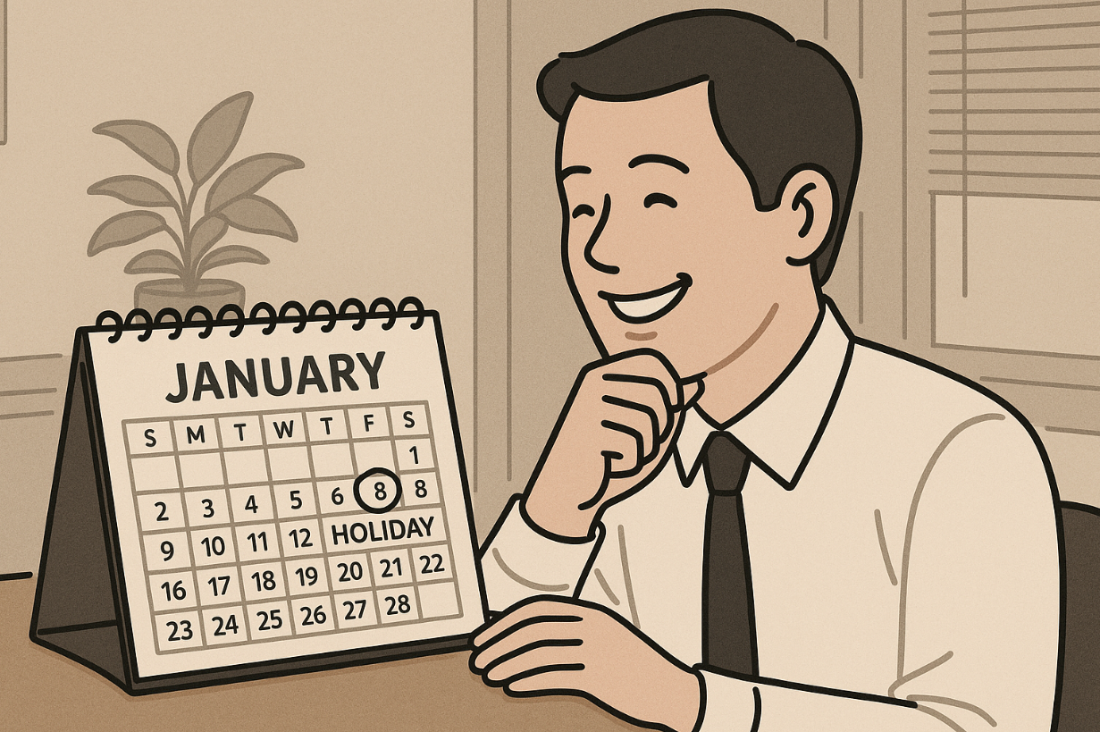 유급휴가 제도를 적극 활용하는 직장인이 연차 일정을 확인하며 미소 짓는 모습