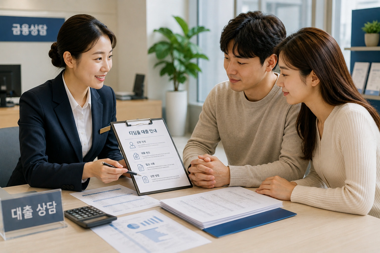 디딤돌대출 상담을 받는 신혼부부 모습