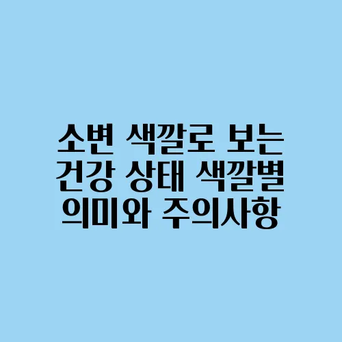 소변 색깔로 보는 건강 상태 색깔별 의미와 주의사항