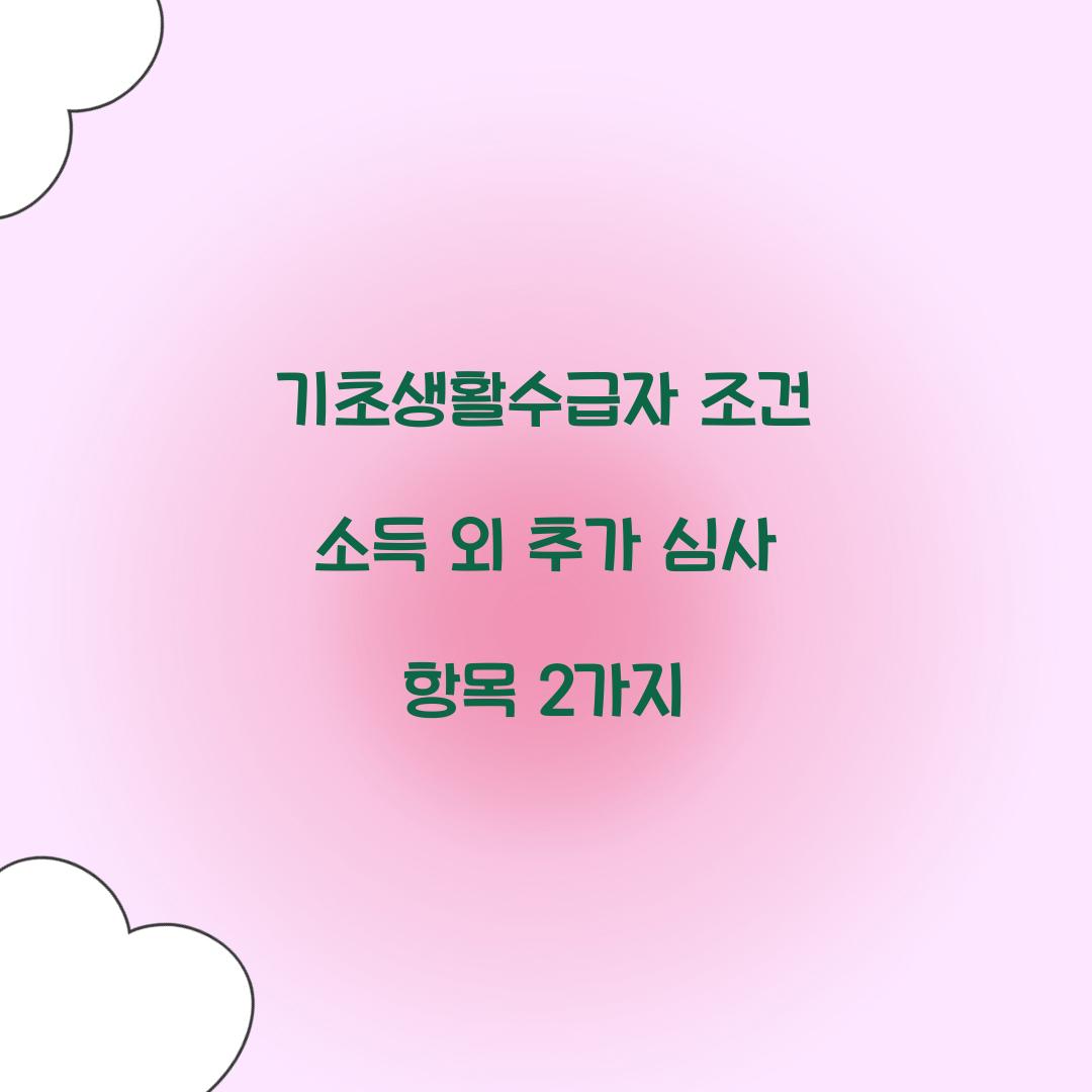 기초생활수급자 조건 소득 외 추가 심사 항목 2가지