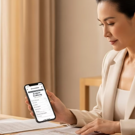 핸드폰 보는 여자