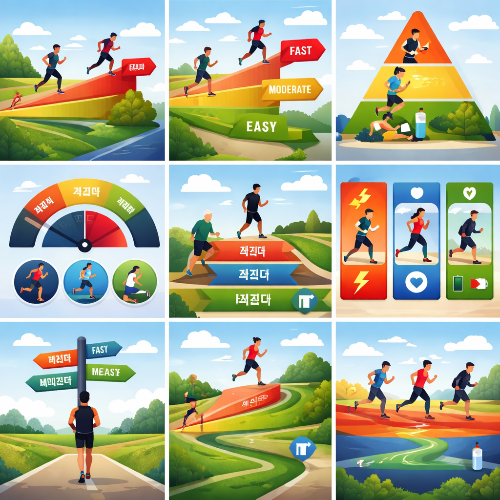 러닝 페이스 선택법 (빠르게, 천천히, 체력관리)
