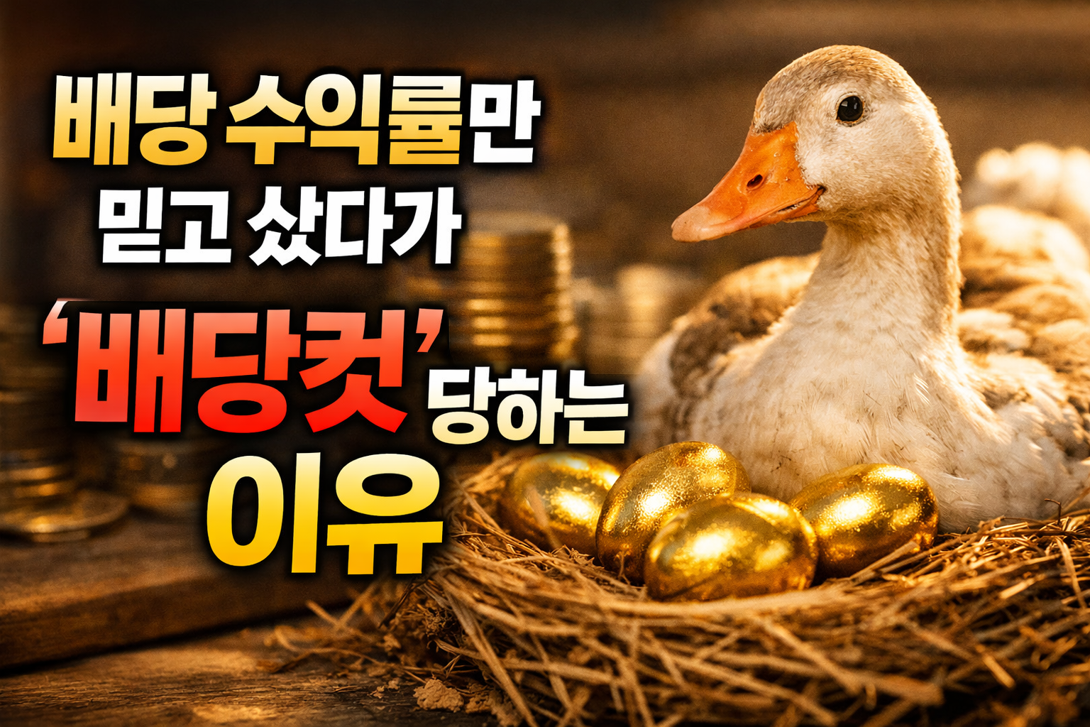 배당수익률만 믿고 투자했다가 배당컷 위험에 노출되는 배당주 투자 개념 이미지