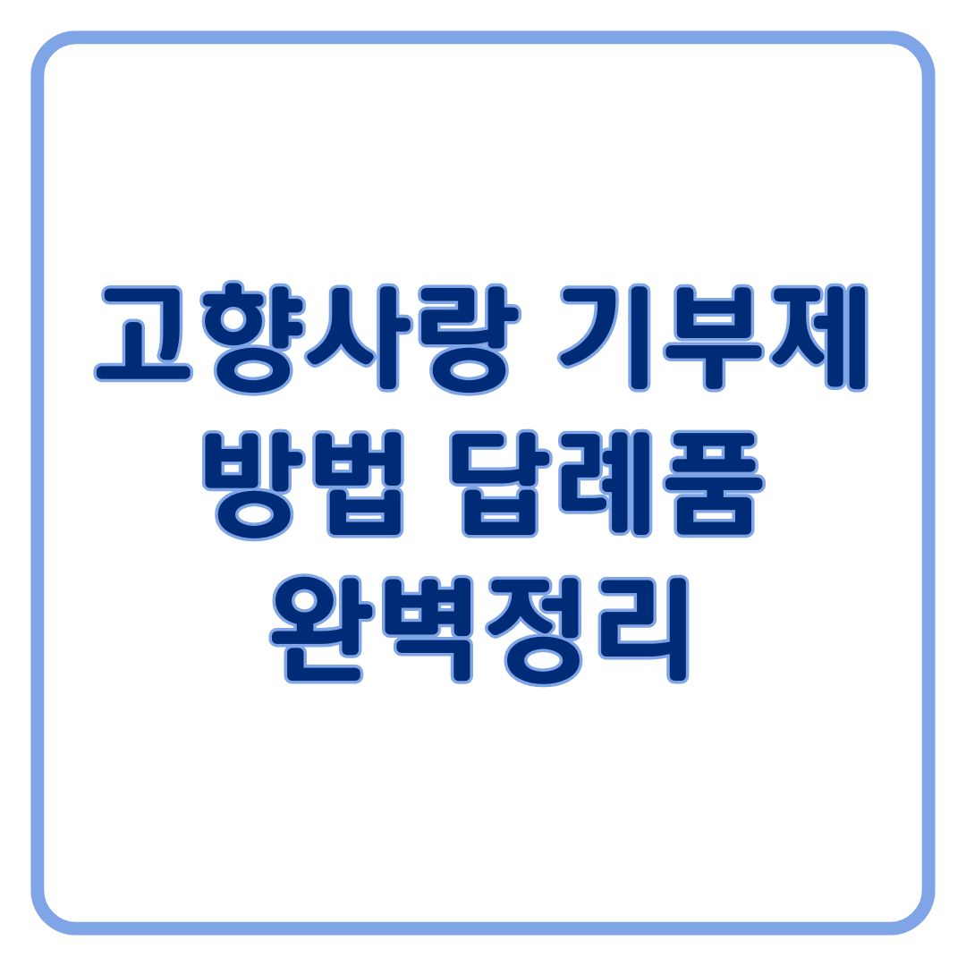 고향사랑기부제 세액공제부터 인기 많은 답례품까지 한 번에 정리