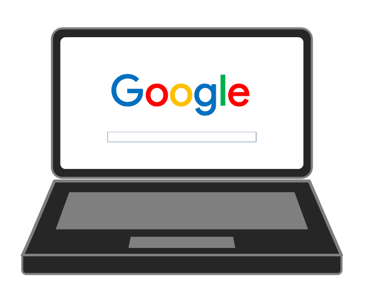노트북에 켜진 구글 홈페이지 모습