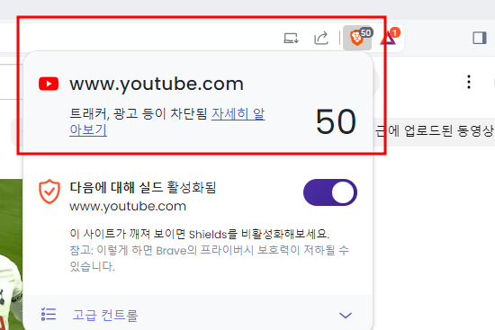 광고차단 갯수