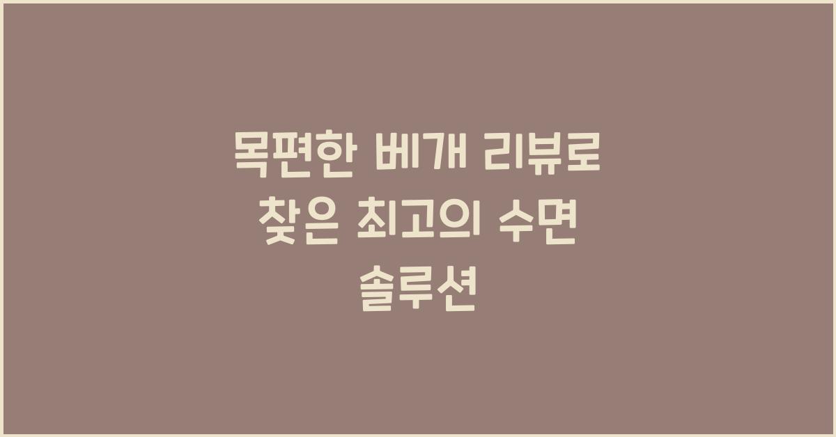 목편한 베개 리뷰