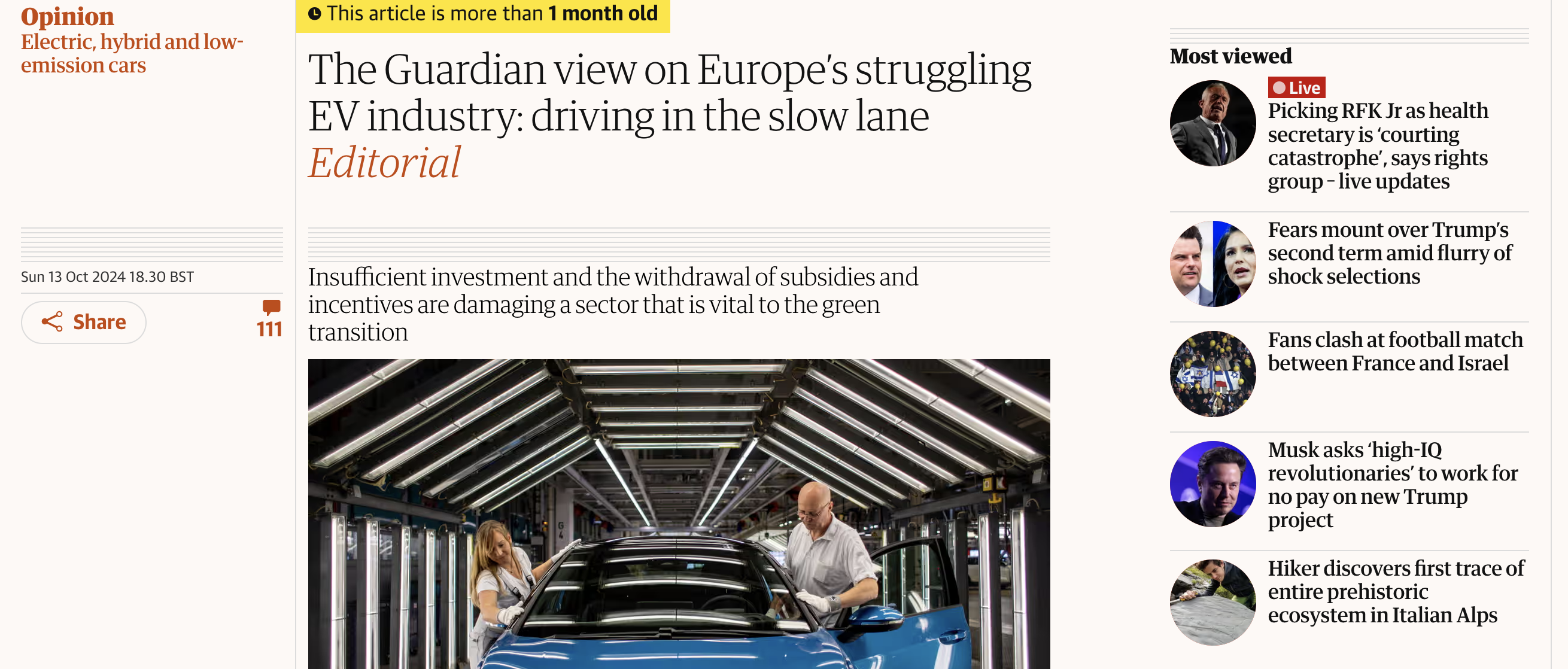 The Guardian &ndash; Long-term Effects of EV Subsidy Cuts on Auto Industry