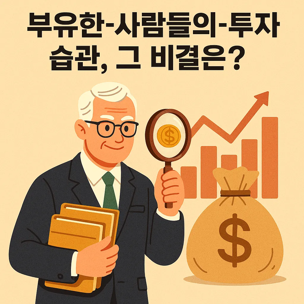 부유한-사람의-투자-비결을-상징하는-일러스트로-차트와-동전-아이콘을-검토하는-중장년의-남성이-표현됨