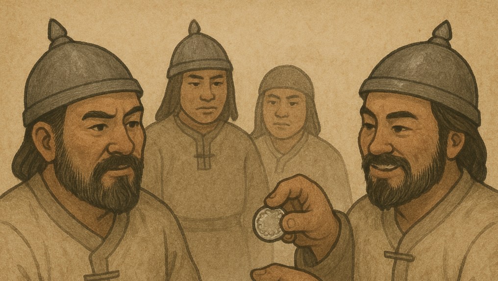 은화로 거래하는 모습