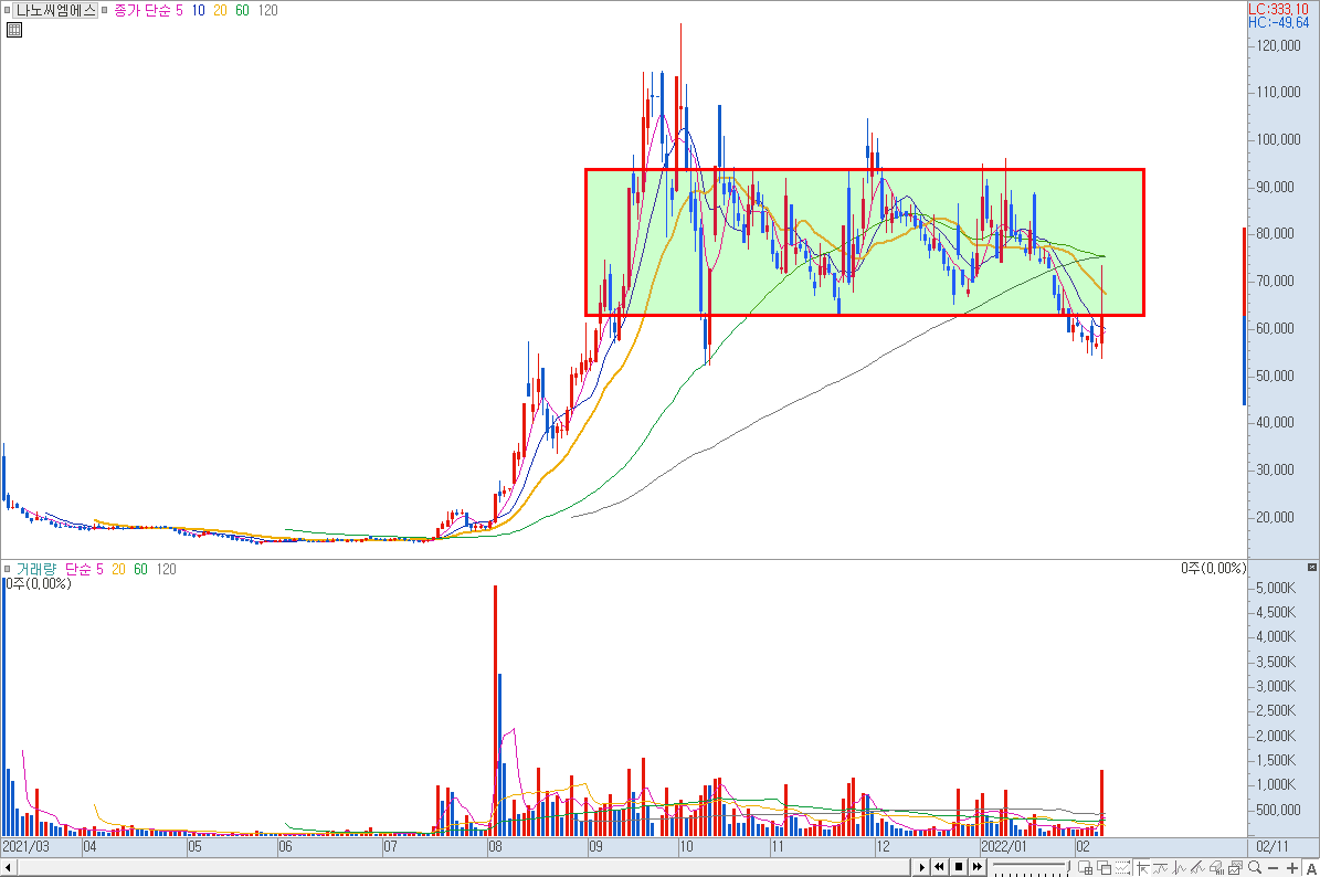 나노씨엠에스 일봉 차트