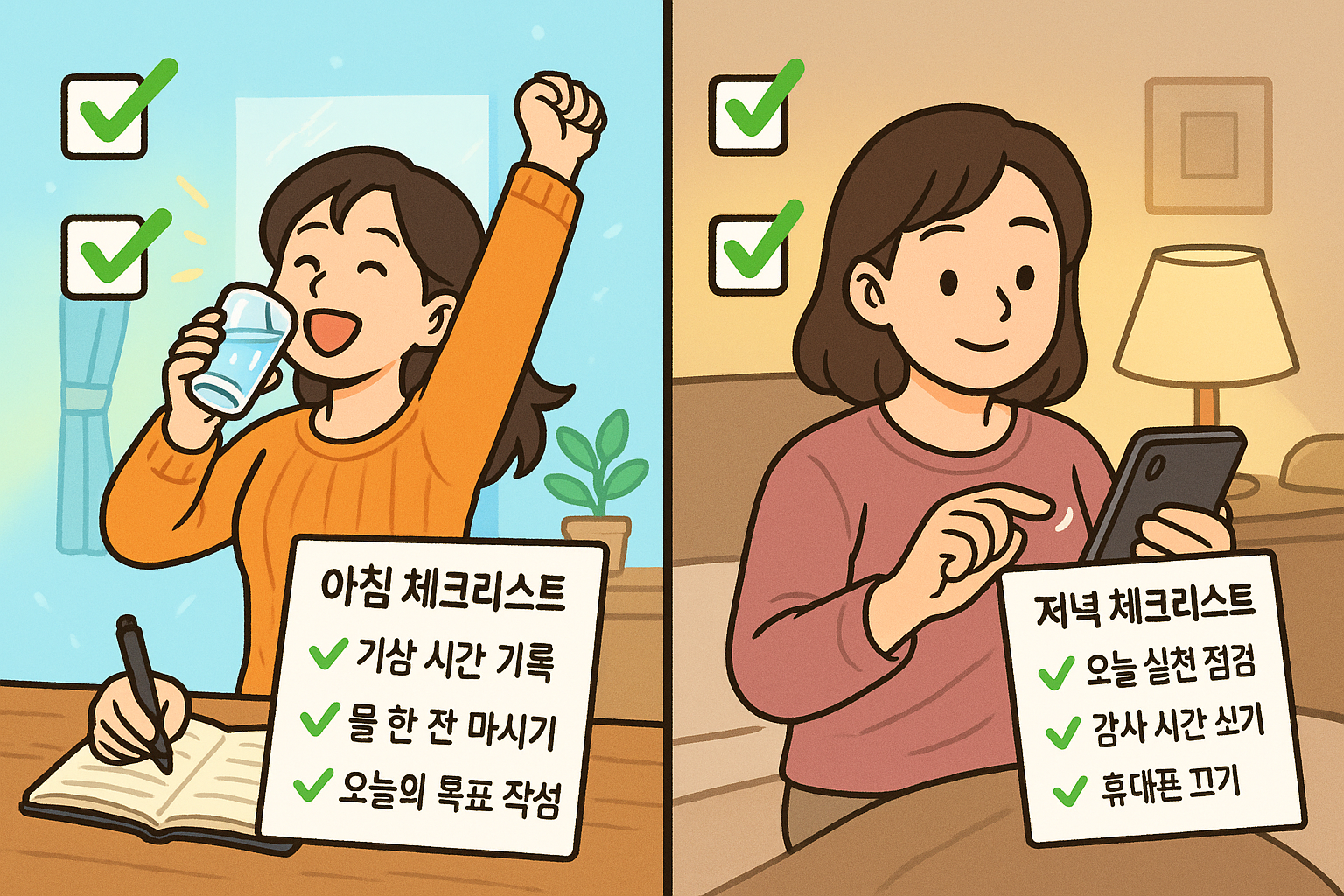 습관 루틴 정착을 돕는 아침/저녁 체크리스트