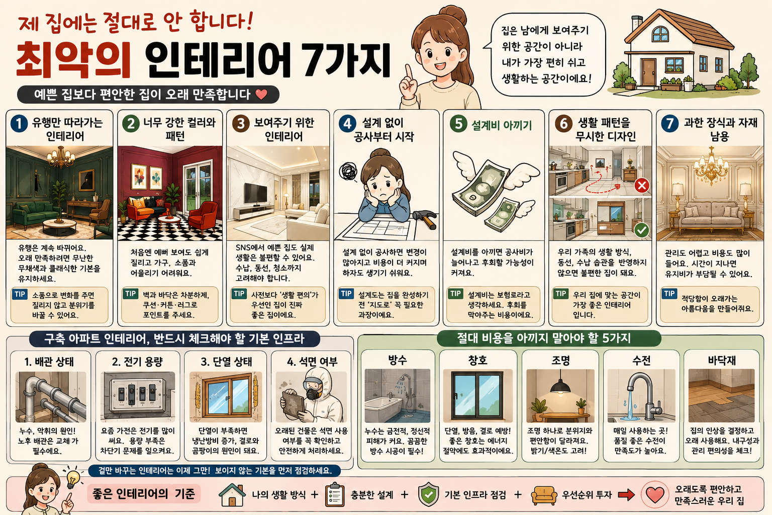인테리어 후회 없이 하는 법 (설계 우선순위, 구축 체크리스트, 사기 예방)