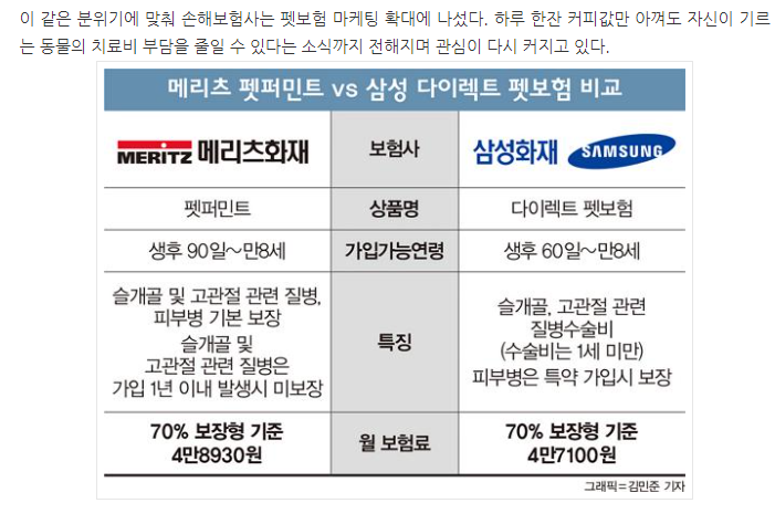 반려견 펫보험 가격 차이