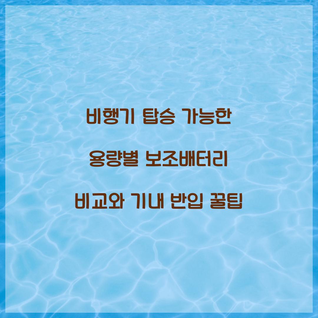 비행기 탑승 가능한 용량별 보조배터리 비교