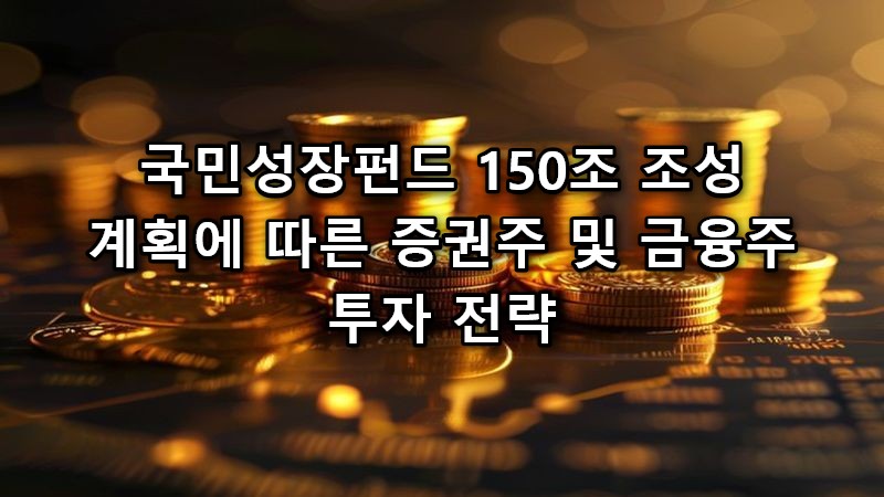 국민성장펀드 150조 조성 계획에 따른 증권주 및 금융주 투자 전략 메인 썸네일 이미지