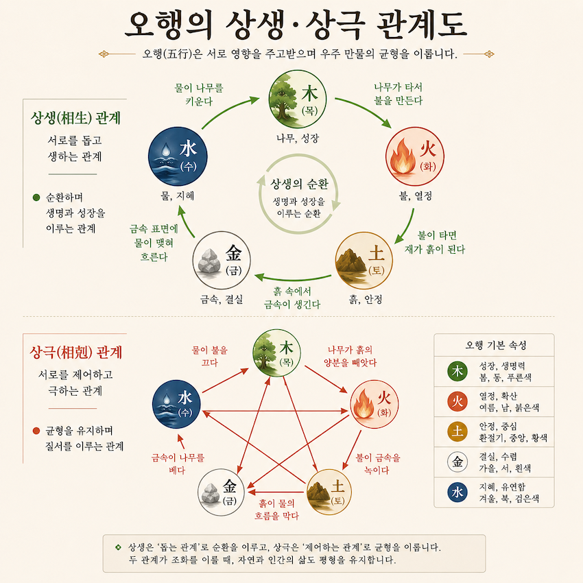 사주명리학 오행의 개념과 상생상극: 내 삶의 균형을 찾는 심리 내비게이션