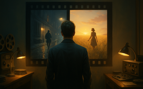 장면 전환의 연출을 지켜보는 남성