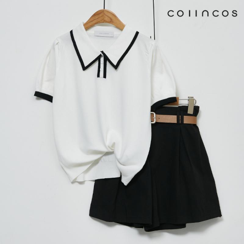 코인코즈 카라 데일리 라인 반팔 니트 IY2SP3030