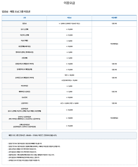 동장군축제 요금