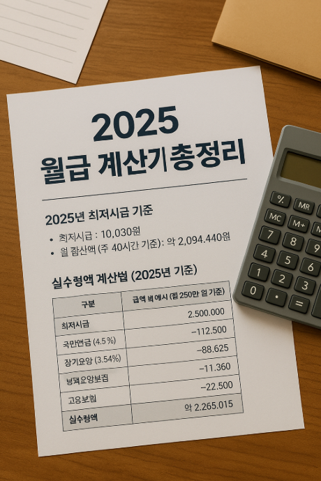 2025월급 계산기 문서가 있는 모습