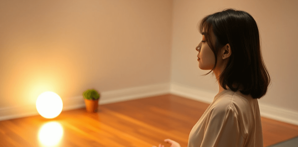 마음수련 방배 명상센터에서 빼기명상하는 여성