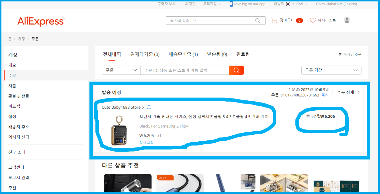 알리익스프레스 주문