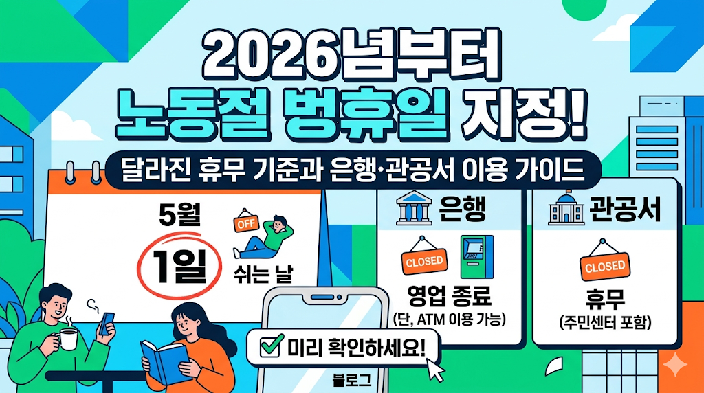 2026년부터 노동절 법정 공휴일 지정! 달라진 휴무 기준과 은행·관공서 이용 가이드