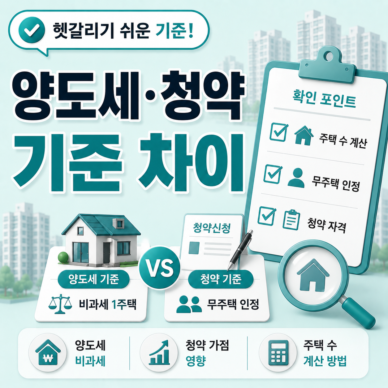 양도세 주택 수 계산과 청약 무주택 기준 차이 안내