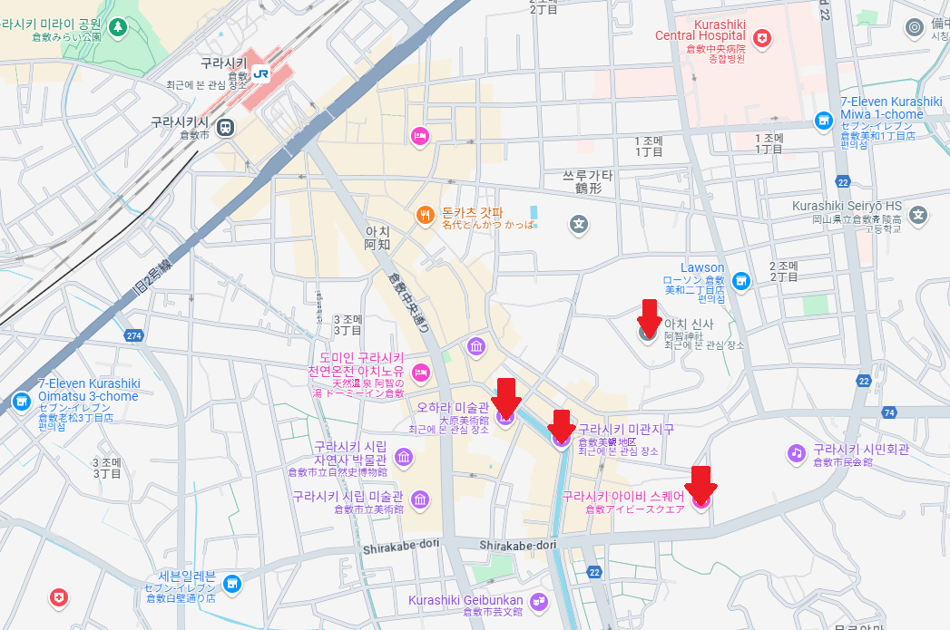 시내 주요 관광지 위치 지도