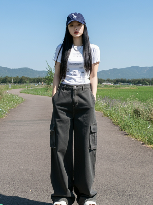 하체 비만형 하이웨스트 와이드 팬츠