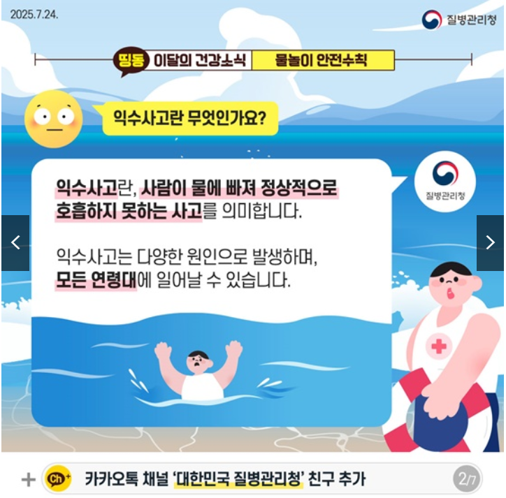 올해도 물놀이 사고? 2025 최신데이터 완벽 예방법 (촐처 : 정책브리핑 - 행정안전부 )