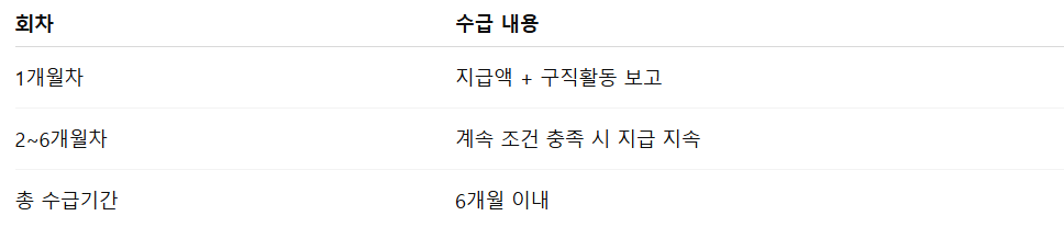 청년구직지원금 수급기간