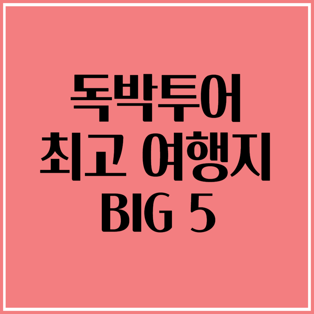 니돈내산독박투어 최고 여행지 BIG 5