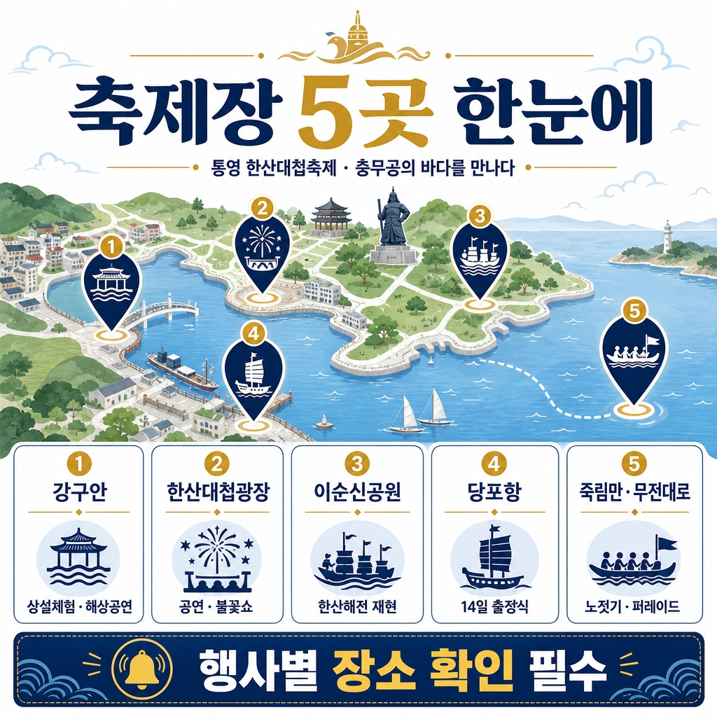 행사장이 다섯 군데