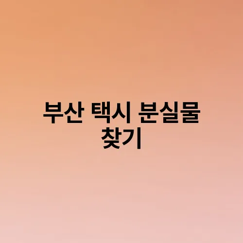 부산 택시 분실물 찾기