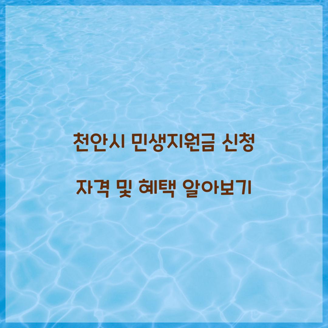 천안시 민생지원금 신청 자격